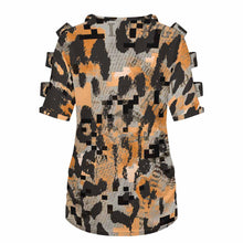 Cargar imagen en el visor de la galería, Camiseta de mujer de manga corta con hombros descubiertos LM077 personalizado con patrón foto texto (impresión de imagen única)