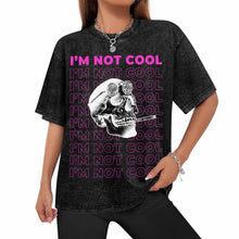 Cargar imagen en el visor de la galería, Camiseta de manga corta con hombros caídos y lavado retro personalizado con patrón foto texto