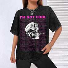 Cargar imagen en el visor de la galería, Camiseta de manga corta con hombros caídos y lavado retro personalizado con patrón foto texto