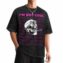 Cargar imagen en el visor de la galería, Camiseta de manga corta con hombros caídos y lavado retro personalizado con patrón foto texto