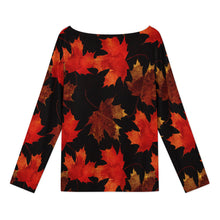 Cargar imagen en el visor de la galería, Camiseta de manga larga con escote oblicuo para mujer XVL personalizado con patrón foto texto (impresión de imagen única)