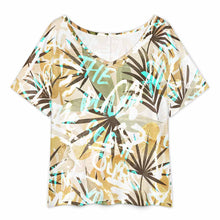 Cargar imagen en el visor de la galería, Camiseta de mujer de manga corta con escote en V y dobladillo dividido NT65 personalizado con patrón foto texto (impresión de imagen única)