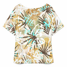 Cargar imagen en el visor de la galería, Camiseta de mujer de manga corta con escote en V y dobladillo dividido NT65 personalizado con patrón foto texto (impresión de imagen única)