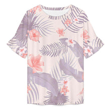 Cargar imagen en el visor de la galería, Camiseta de mujer con cuello redondo holgado y mangas de hoja de loto NT103 personalizado con patrón foto texto (impresión de imagen única)