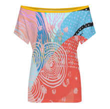 Cargar imagen en el visor de la galería, Camiseta de mujer de manga corta holgada con hombros descubiertos LM076 personalizado con patrón foto texto (impresión de imágenes múltiples)