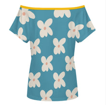 Cargar imagen en el visor de la galería, Camiseta de mujer de manga corta holgada con hombros descubiertos LM076 personalizado con patrón foto texto (impresión de imágenes múltiples)