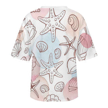 Cargar imagen en el visor de la galería, Camiseta holgada de algodón puro S28T con hombros caídos y mangas midi personalizado con patrón foto texto