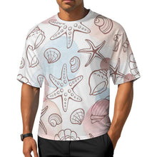 Cargar imagen en el visor de la galería, Camiseta holgada de algodón puro S28T con hombros caídos y mangas midi personalizado con patrón foto texto