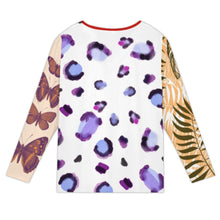 Cargar imagen en el visor de la galería, Camiseta de mujer de manga larga con cuello inclinado y botones con estampado de texto y nombre personalizado con patrón foto texto (impresión de imágenes múltiples)