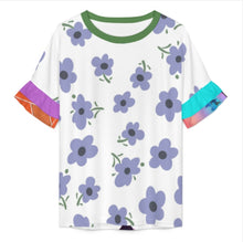 Cargar imagen en el visor de la galería, Camiseta de mujer con cuello redondo y mangas de hoja de loto NT103 personalizado con patrón foto texto (impresión de imágenes múltiples)