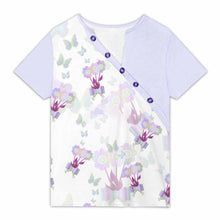 Cargar imagen en el visor de la galería, Camiseta de verano con cuello oblicuo y botones para mujer XVK Camiseta informal de manga corta con foto personalizado con patrón foto texto (impresión de imagen única)