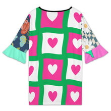 Cargar imagen en el visor de la galería, Camiseta de mujer de manga corta con cuello en V y estampado NT101 personalizado con patrón foto texto (impresión de imágenes múltiples)