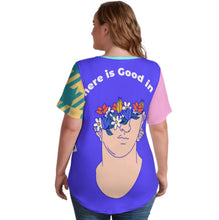 Cargar imagen en el visor de la galería, Camiseta de manga corta con cuello en V de seda hielo para mujer NZ109 personalizado con patrón foto texto (impresión de imágenes múltiples)