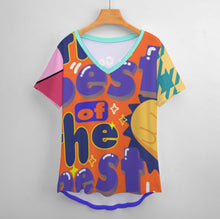 Cargar imagen en el visor de la galería, Camiseta de manga corta con cuello en V de seda hielo para mujer NZ109 personalizado con patrón foto texto (impresión de imágenes múltiples)