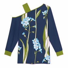 Cargar imagen en el visor de la galería, Camiseta asimétrica de manga larga con tirantes midi LDV personalizado con patrón foto texto (impresión de imagen única)