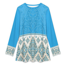 Cargar imagen en el visor de la galería, Camiseta musulmana de manga larga para mujer A98L cuello redondo personalizado con patrón foto texto (impresión de imagen única)