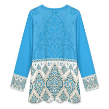 Cargar imagen en el visor de la galería, Camiseta musulmana de manga larga para mujer A98L cuello redondo personalizado con patrón foto texto (impresión de imagen única)