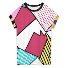 Cargar imagen en el visor de la galería, Camiseta de mujer con cuello redondo manga corta y hombros caídos NT105 personalizado con patrón foto texto (impresión de imágenes múltiples)