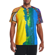 Cargar imagen en el visor de la galería, Camiseta Raglan manga corta para hombre DT36 con tres botones personalizado con foto patrón texto (impresión de imágenes múltiples)