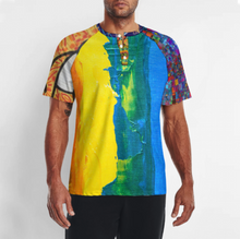 Cargar imagen en el visor de la galería, Camiseta Raglan manga corta para hombre DT36 con tres botones personalizado con foto patrón texto (impresión de imágenes múltiples)
