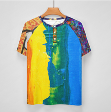 Cargar imagen en el visor de la galería, Camiseta Raglan manga corta para hombre DT36 con tres botones personalizado con foto patrón texto (impresión de imágenes múltiples)