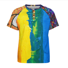 Cargar imagen en el visor de la galería, Camiseta Raglan manga corta para hombre DT36 con tres botones personalizado con foto patrón texto (impresión de imágenes múltiples)