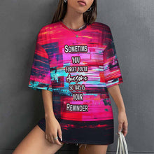 Cargar imagen en el visor de la galería, Camiseta de manga al codo con cuello redondo para mujer S28T Camiseta holgada informal con hombros caídos personalizado con patrón foto texto