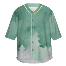 Cargar imagen en el visor de la galería, Camiseta de béisbol con cuello en v de manga corta BEJ con botones completos personalizado con patrón foto texto