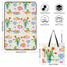 Cargar imagen en el visor de la galería, Alfombra de picnic con bolso plegable estilo cremallera personalizado con patrón foto texto