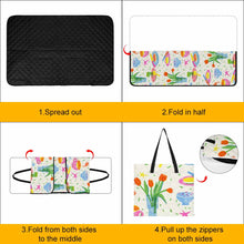 Cargar imagen en el visor de la galería, Alfombra de picnic con bolso plegable estilo cremallera personalizado con patrón foto texto