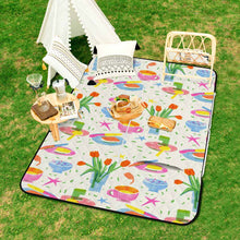 Cargar imagen en el visor de la galería, Alfombra de picnic con bolso plegable estilo cremallera personalizado con patrón foto texto