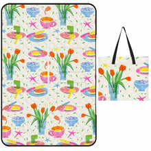 Cargar imagen en el visor de la galería, Alfombra de picnic con bolso plegable estilo cremallera personalizado con patrón foto texto