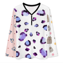 Cargar imagen en el visor de la galería, Camiseta de manga larga con cuello en V para mujer A38L personalizado con patrón foto texto (impresión de imágenes múltiples)