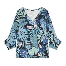 Cargar imagen en el visor de la galería, Top con cuello en V y mangas de pétalos para mujer KCL personalizado con patrón foto texto