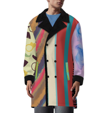 Cargar imagen en el visor de la galería, Gabardina cruzada para hombre con cuello de traje MWL510 personalizado con patrón foto texto (impresión de imágenes múltiples)