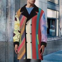 Cargar imagen en el visor de la galería, Gabardina cruzada para hombre con cuello de traje MWL510 personalizado con patrón foto texto (impresión de imágenes múltiples)