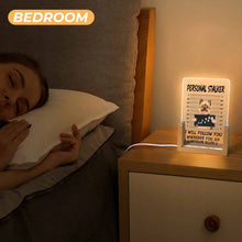 Cargar imagen en el visor de la galería, Lámpara de noche acrílica (base inclinada de un solo color) personalizado con patrón foto texto