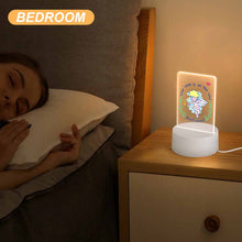 Cargar imagen en el visor de la galería, Luz nocturna acrílica con base redonda de plástico personalizado con patrón foto texto