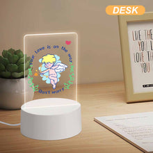 Cargar imagen en el visor de la galería, Luz nocturna acrílica con base redonda de plástico personalizado con patrón foto texto