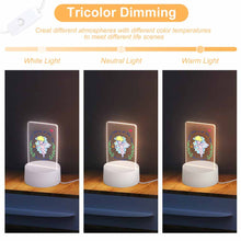 Cargar imagen en el visor de la galería, Luz nocturna acrílica con base redonda de plástico personalizado con patrón foto texto