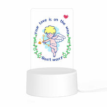 Cargar imagen en el visor de la galería, Luz nocturna acrílica con base redonda de plástico personalizado con patrón foto texto