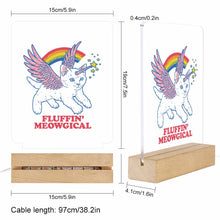 Cargar imagen en el visor de la galería, Luz nocturna acrílica con base cuadrada de madera personalizado con patrón foto texto