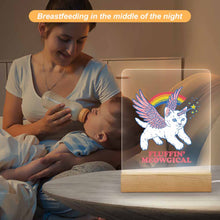 Cargar imagen en el visor de la galería, Luz nocturna acrílica con base cuadrada de madera personalizado con patrón foto texto