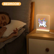 Cargar imagen en el visor de la galería, Luz nocturna acrílica con base cuadrada de madera personalizado con patrón foto texto