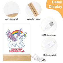 Cargar imagen en el visor de la galería, Luz nocturna acrílica con base cuadrada de madera personalizado con patrón foto texto