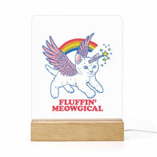 Cargar imagen en el visor de la galería, Luz nocturna acrílica con base cuadrada de madera personalizado con patrón foto texto