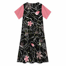 Cargar imagen en el visor de la galería, Vestido largo de manga corta con cuello redondo para mujer A89Q personalizado con patrón foto texto