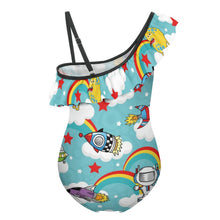 Cargar imagen en el visor de la galería, Bañador Enterizo Niña con Volantes Personalizable | Ropa de Baño Infantil