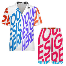 Cargar imagen en el visor de la galería, Pijama de manga corta de seda hielo para hombre LM135 personalizado con patrón foto texto (impresión de imágenes múltiples)