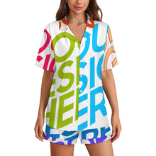 Cargar imagen en el visor de la galería, Pijama de manga corta para mujer LM093 con diseño personalizado con patrón foto texto (impresión de imágenes múltiples)